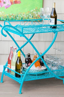 Turquoise Tea Cart, Beverage Station