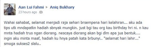 Selamat ulang tahun buat insan istimewa Aniq Bukhary 