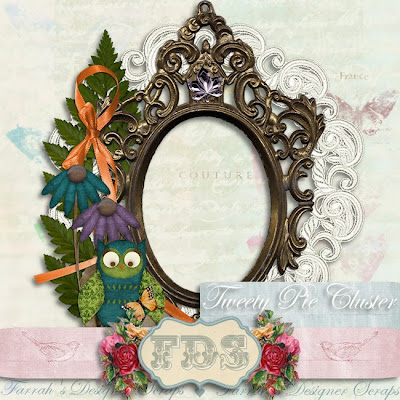 http://farrahscreations.blogspot.com/2009/09/tweety-pie-cluster-frame-freebie.html