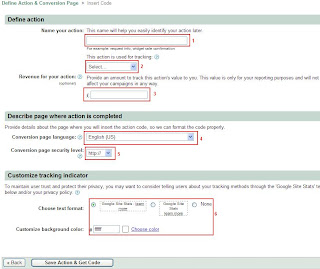 Google Adwords Conversion Define Action