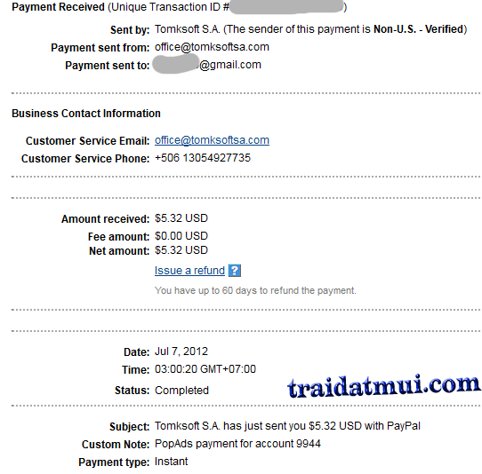 Payment Proof Popads