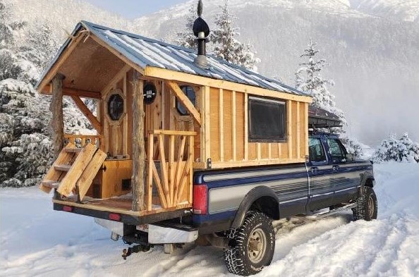 This Ford Car Was Changed Into A Complete Home To The Terrace And Toilet