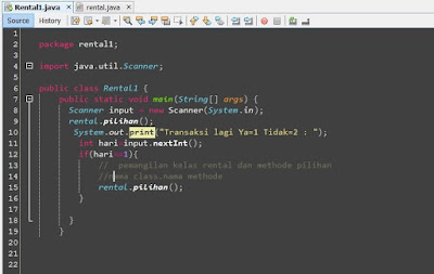 Contoh program Rental Mobil dan Motor dengan konsep oop pada java