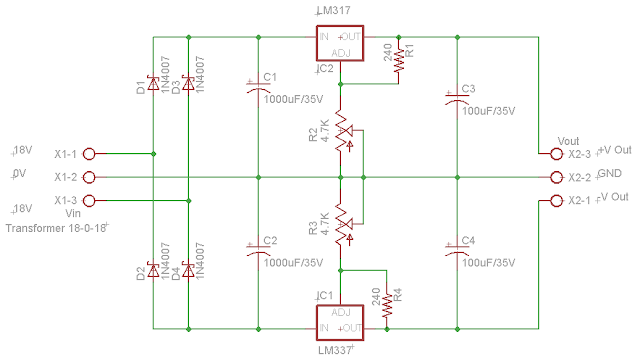 Dual Adjustable Power Supply Circuit Diagram