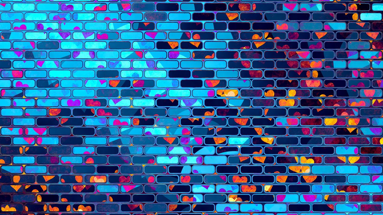 Free Download Wallpaper Hearts Heart Brick