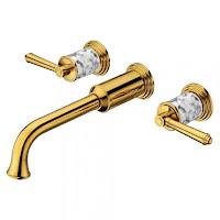  New Arrival Solid Brass Luxury Gold Finish Wall Mounted Bathroom Sink Faucet