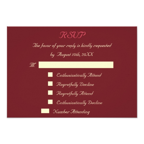 Regretfully Attend | Funny Wedding RSVP Invitation Card
