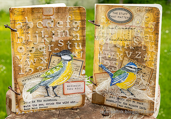 Layers of ink - DIY Bird Notebooks Tutorial by Anna-Karin Evaldsson.