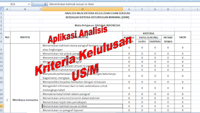 Download Aplikasi Excel Analisis Kelulusan Siswa US/M - Excel Galeri Guru