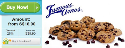 Famous Amos Cookies offer, Chocolate, Oatmeal raisin, Macadamia, Discount, Singapore