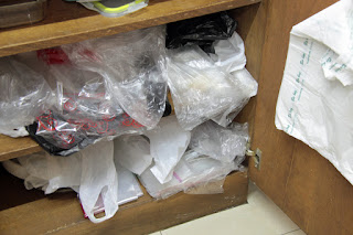 Stash of recyclable plastic bags.