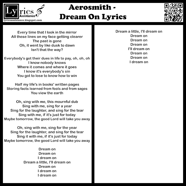 Aerosmith - Dream On Lyrics | lyricsassistance.blogspot.com