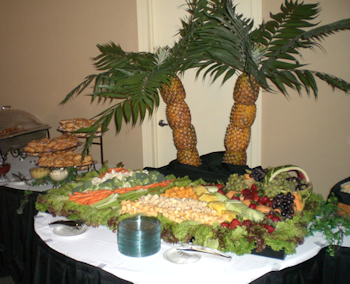fruit and veggie display for tropical parties