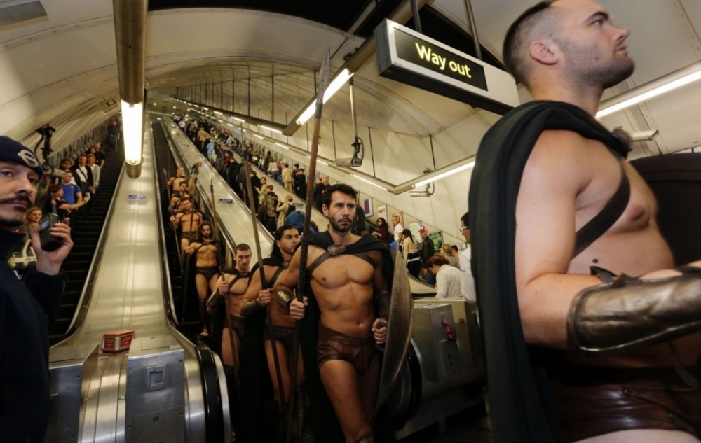 300 spartans on the london underground the coolest flash mob