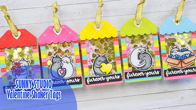 Sunny Studio Stamps: Meow & Furever Shaker Tags by Marine Simon (featuring Mini Mat & Tag Dies)