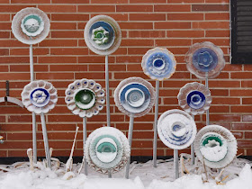 Glass Garden Flowers in Snow