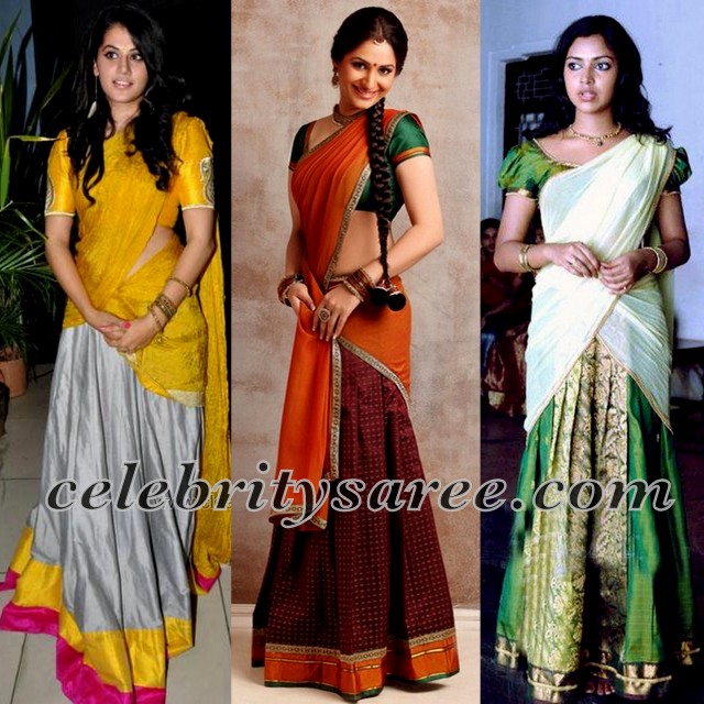 South Actresses in Silk Half Sarees