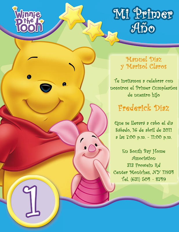  Infantil de Cumpleaños - Winnie the Pooh - 1 Año - Dibujos Animados title=