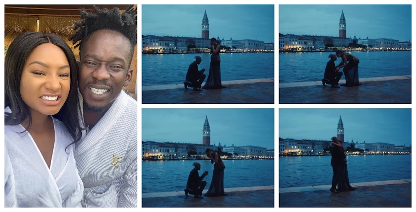Lovely moment as Singer Eazi Proposes  to his Girlfriend, Temi Otedola (Video)