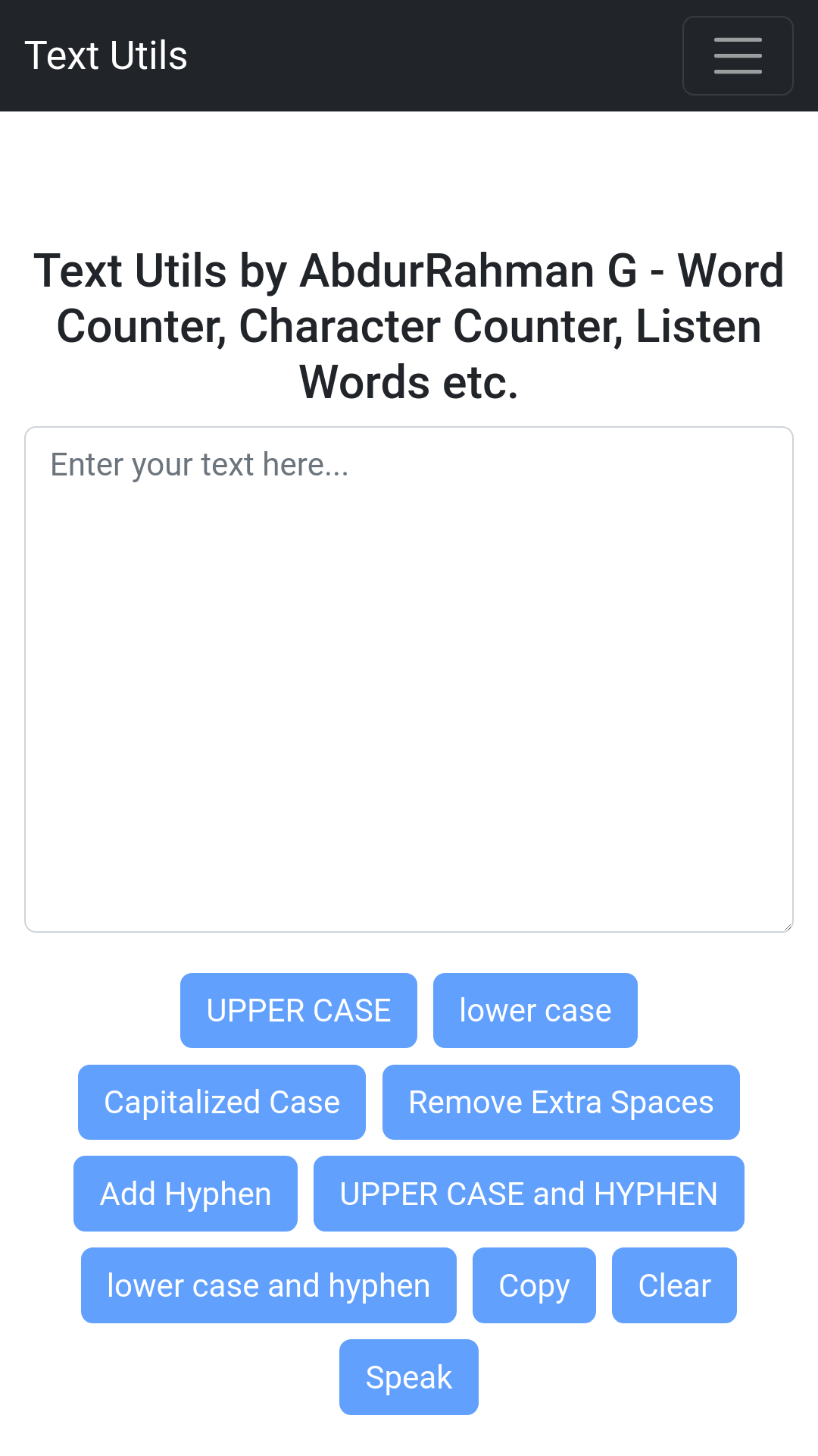 Text Utils Web App - Project 2
