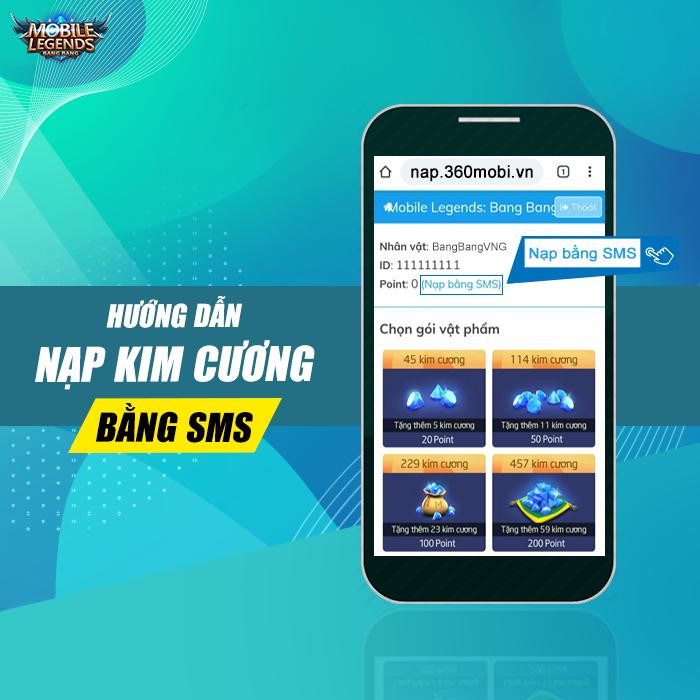 Nạp Kim Cương game Mobile Legends: Bang Bang qua SMS