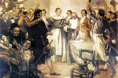 La declaración de la independencia, el 9 de julio de 1816, según una acuarela de Antonio González Moreno (1941) Colección Museo Histórico Nacional