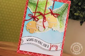 Sunny Studio Stamps: Silver Bells Dangling Bells Christmas Card by Eloise Blue