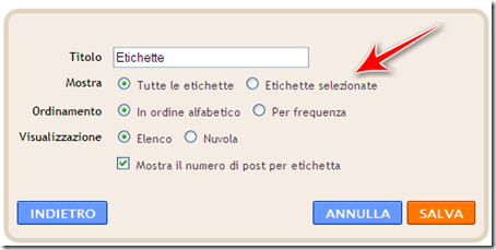 modo per mettere etichette argomenti blog blogger