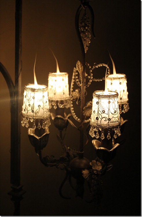 christmas little chandelier with ornament shades