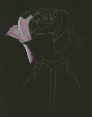 black and white rose drawing. girlfriend lack and white