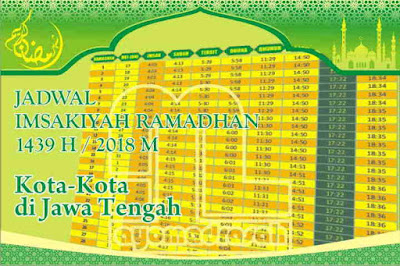  semua kota di Jawa tengah memuat daftar jadwal sholat dan imsakiyah selama bulan Ramadhan Jadwal Imsakiyah 2018 Semua Kota di Jawa Tengah