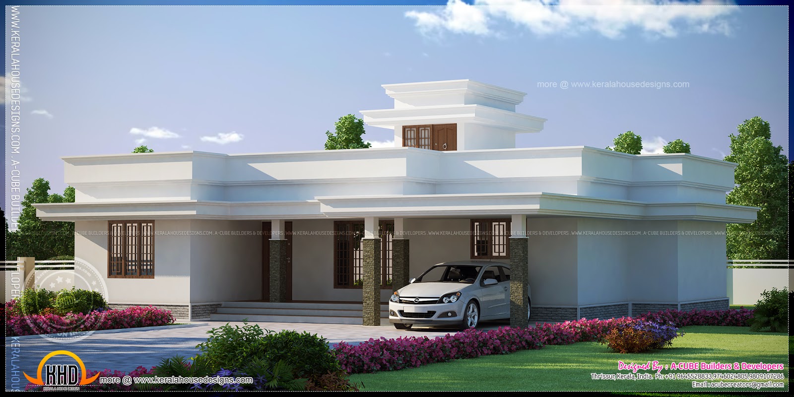  Contemporary  flat  roof  single storied house  model Home  