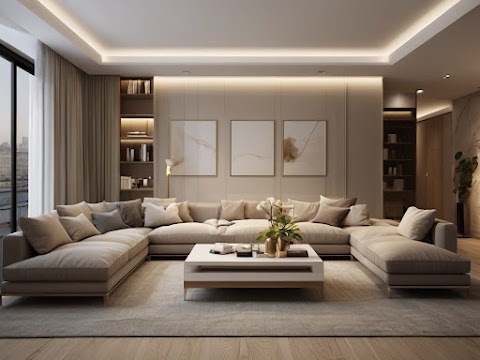 Living Room Interior with Clean Lines & Neutral Tones