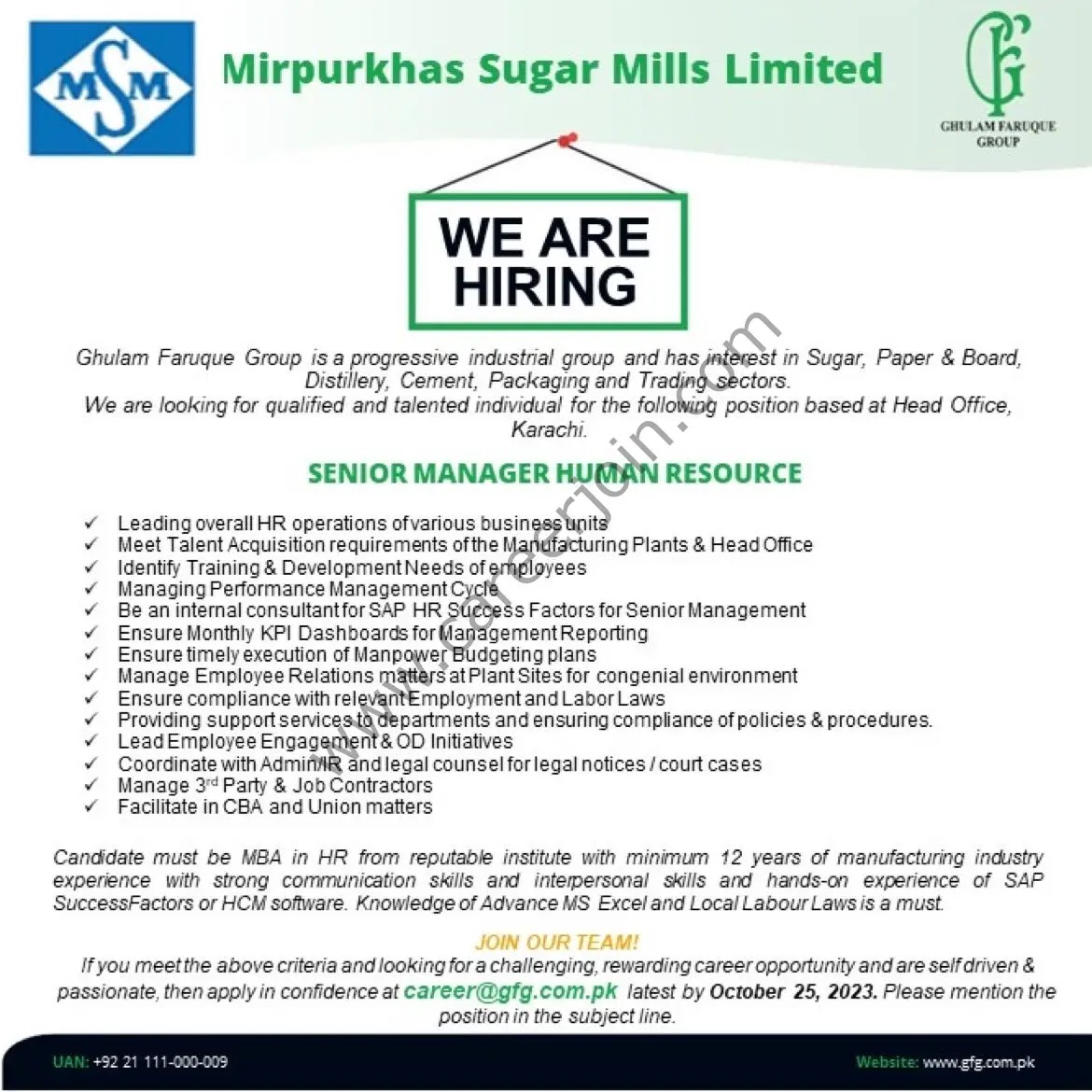 Jobs in Mirpurkhas Sugar Mills Limited