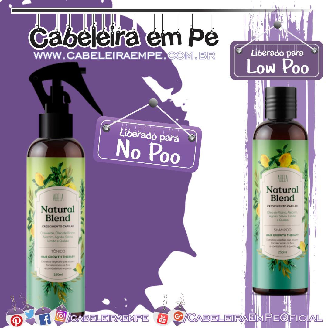 Shampoo (Low Poo) e Tônico (No Poo) Natural Blend Crescimento - Abela Cosméticos