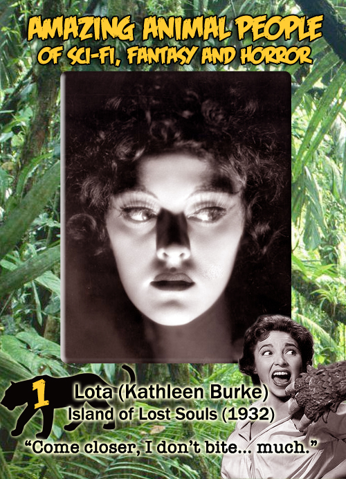 Amazing Animal People trading card #1: Lota from Island of Lost Souls, 1932