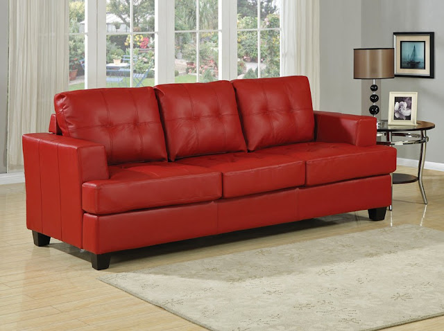 red leather sofa bed