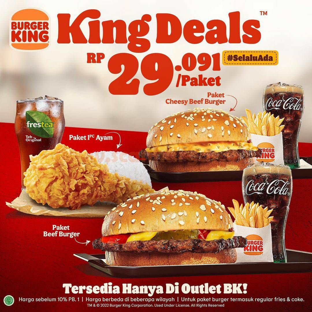 Promo BURGER KING Harga Spesial Paket King’s Deal Rp 29.091