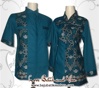 Model Baju Batik Resmi Kombinasi Warna Hijau 