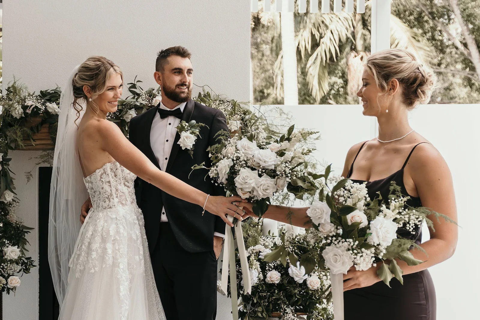 white floral wedding inspiration brisbane weddings october falls photography