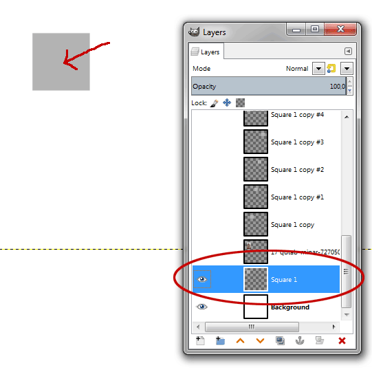 Select the Square layer then click on the inner rectangle layer that is in gray color.