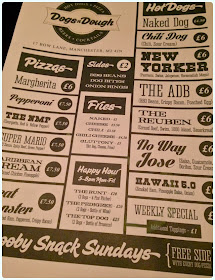 Dogs n Dough, Manchester - Menu