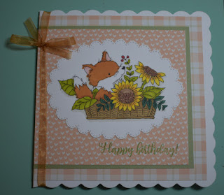 Glue oval fox image to base card