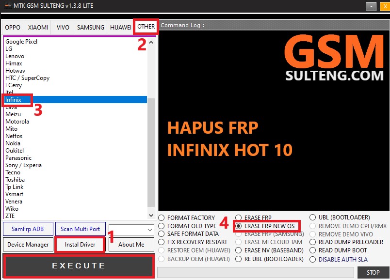 Hapus FRP Infinix Hot 11 Via MTK GSM Sulteng Tool