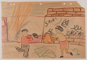 A child's drawing of looters.