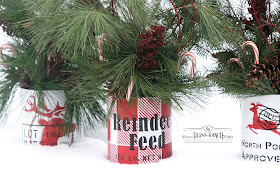Natural Greens Stenciled Christmas buckets Old Sign stencils Bliss-Ranch.com