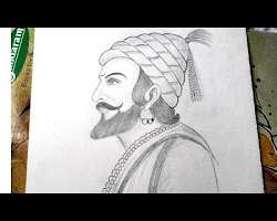 Black And White Shivaji Maharaj Pencil Sketch Poster Size 165 X 234 Inch