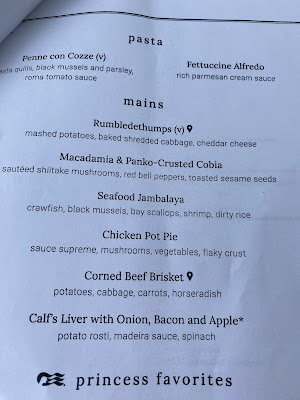 Princess Cruises UK local flavor menu