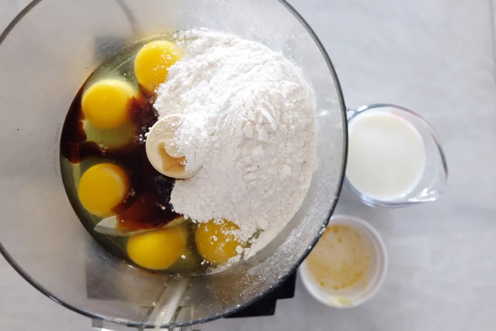 prepping pancake ingredients