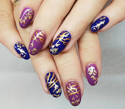 CND Wild Earth Nail Art with Blue Moon, Dreamcatche and gold foil